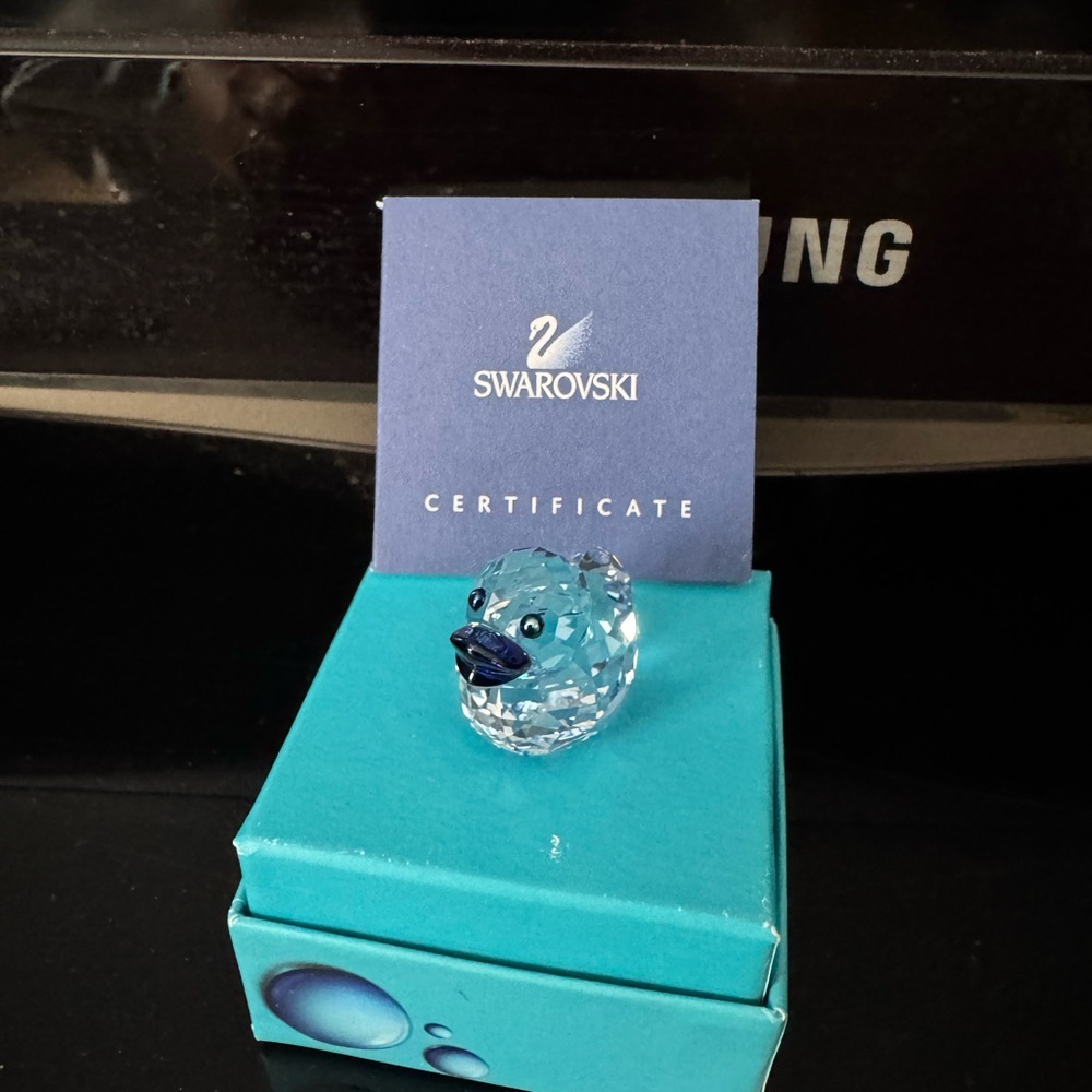Swarovski Crystal Duck Figurine - Clear and Blue